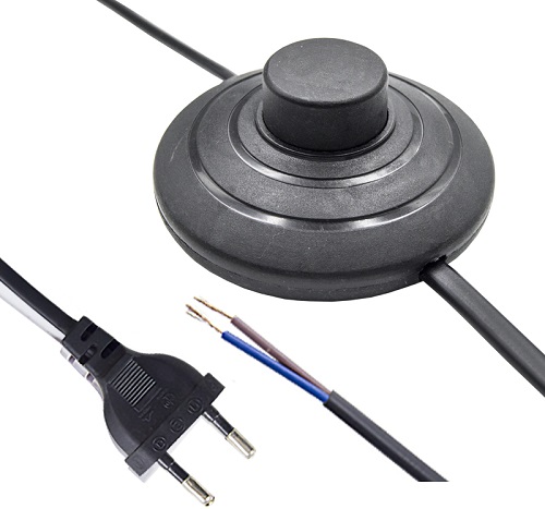 Шнур для бра с вилкой и ножным выключателем 1,5м ШВВП 2х0,75 Черный Standart Luxe