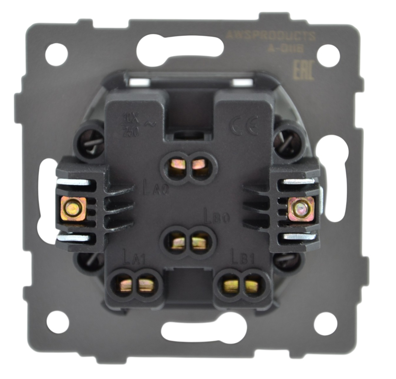 Выключатель 2-кл. с подсветкой чёрный A-011B "Aura" AWSproducts