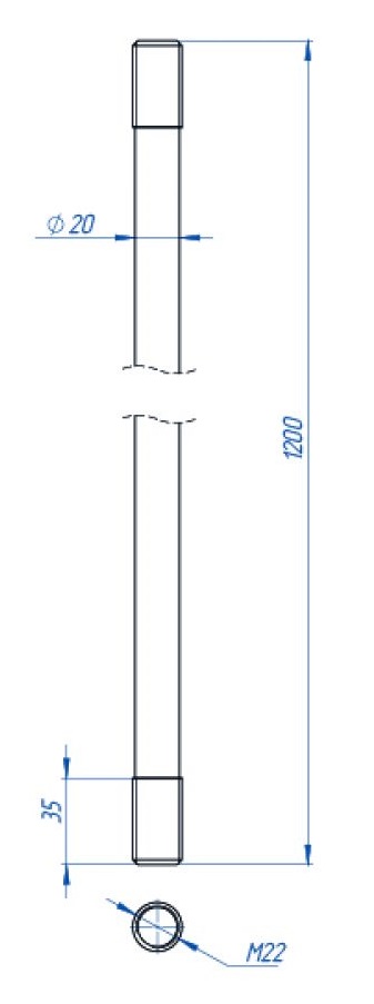Стержень заземления 20 мм*1200 мм, т/д цинк (под заказ)