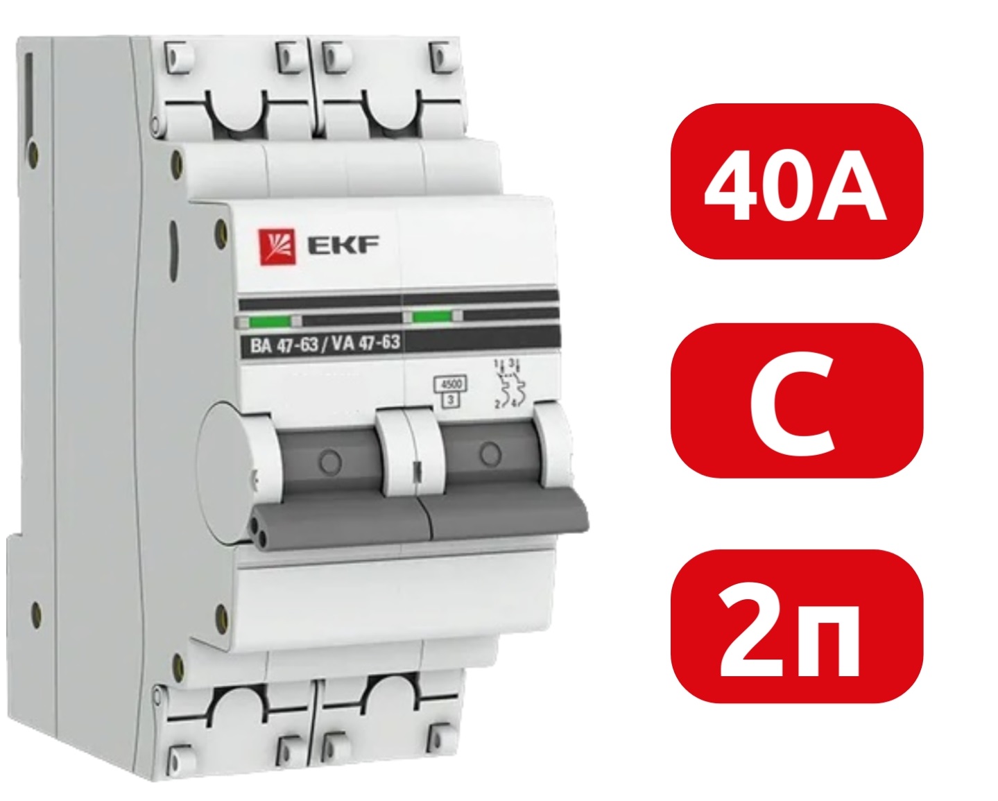 Автомат ВА 47-63 2P 40А (C) 4,5кА 400В PROxima
