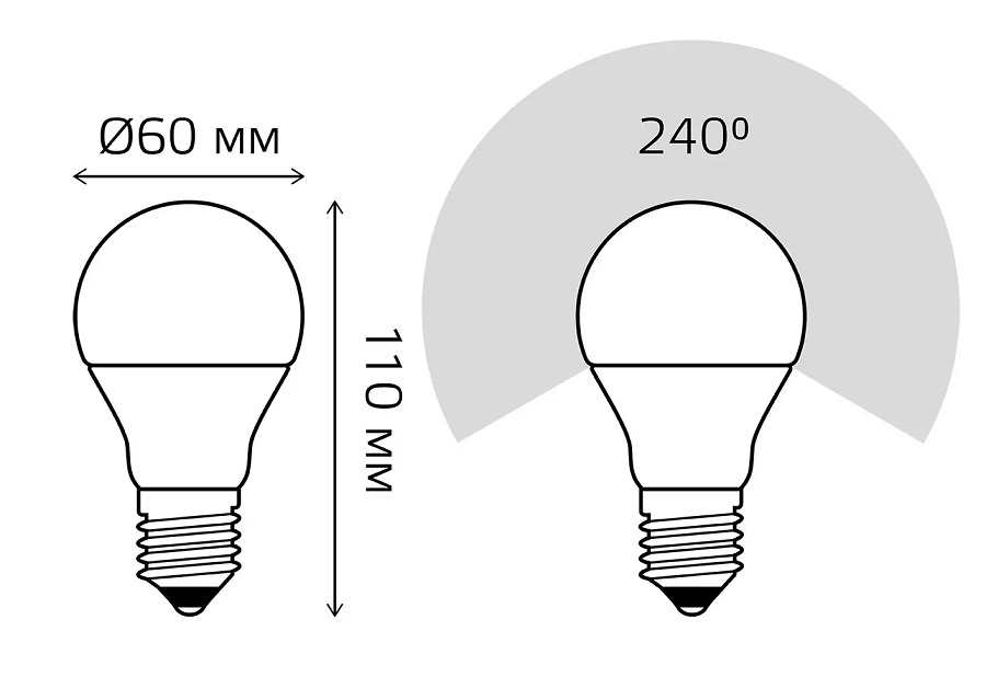 Лампа GAUSS LED DIMMER (STEP) A60 10W E27 4100K 920Lm