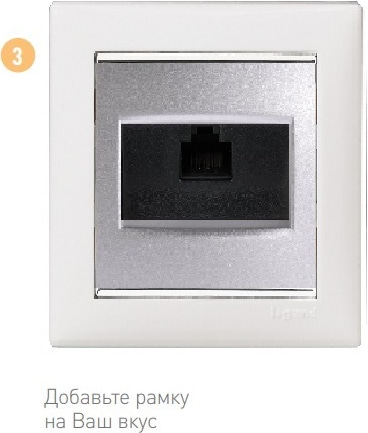 Лицевая панель розетки RJ-45 Алюминий Valena LEGRAND