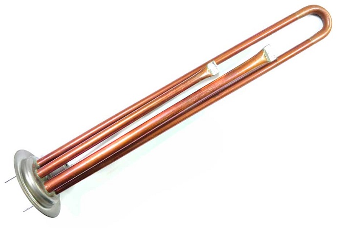 ТЭН водяной RF 2000W(700+1300), медь, Ф64, М4, клеммы под разъем, L305мм, 220V