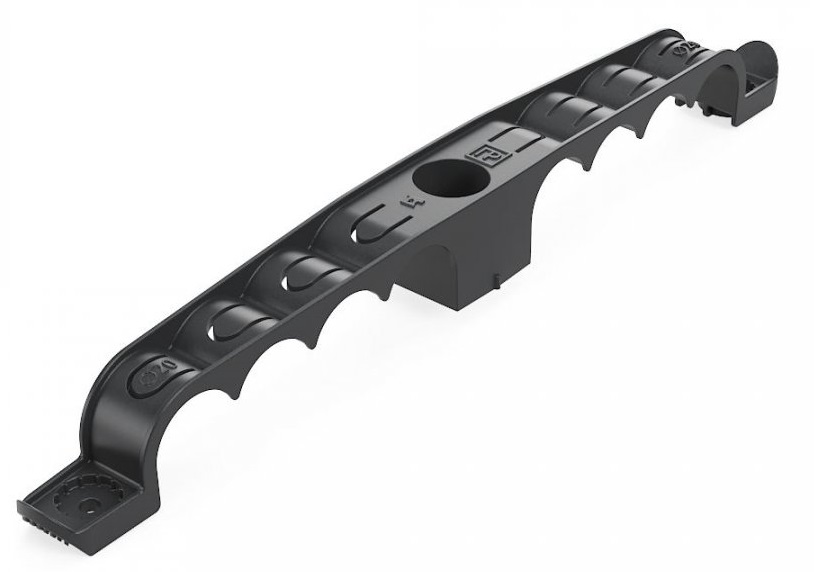 Держатель труб для прямого монтажа двусторонний на 8 мест чёрный d20 (20шт/120шт уп/кор) Промрукав