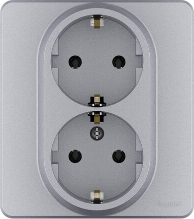 Розетка 2-я с/з Алюминий INSPIRIA LEGRAND