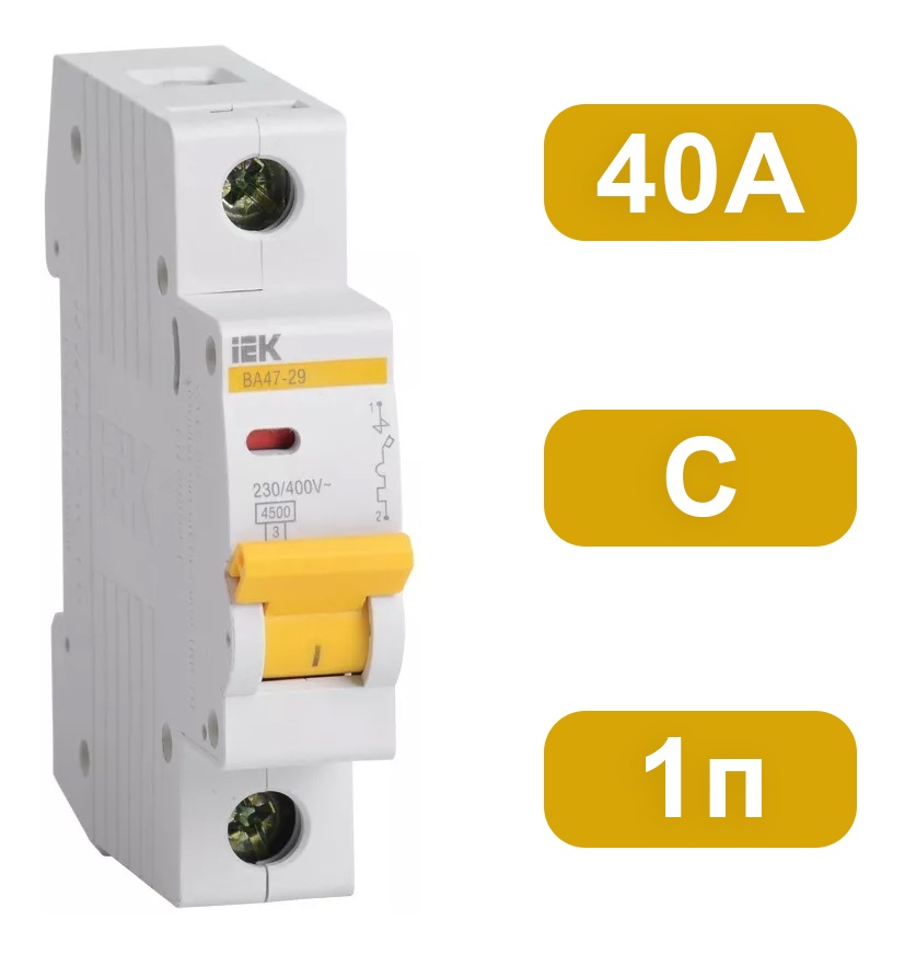 Автоматический выключатель ВА47-29 C40/1 4,5кА IEK