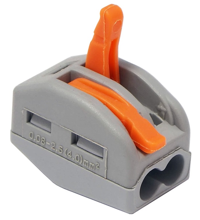 Клемма рычажковая 2 отверстия 0,08-2,5 (уп. 20шт) СМК222-412 серая DORI, уп