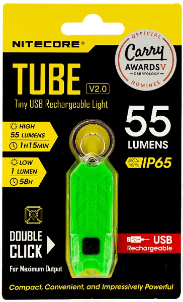 Фонарь TUBE V2.0 GREEN (З/У USB 55Лн 58часов 25метра) NITECORE