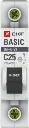 Автомат ВА 47-29 1P 25А (C) 4,5кА 230В Basic