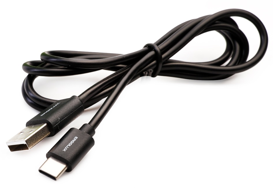 Дата-кабель ERGOLUX USB-Type C, 3А, черный, 1,2м, Зарядка+Передача данных, Коробка)