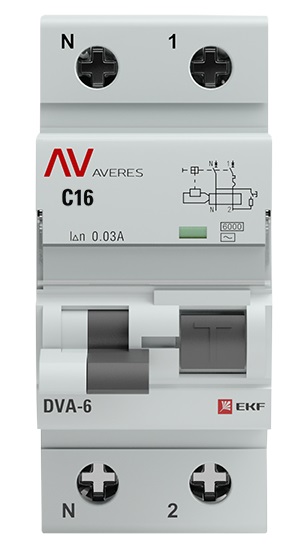 АВДТ DVA-6 C16/1+N 30мА, тип АС, 6кА AVERES EKF