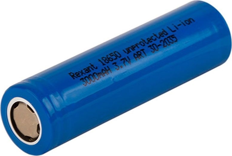 Высокоемкостный  аккумулятор Rexant 18650 без защиты unprotected 20 А Li-ion 3000 mAH 3.7 В
