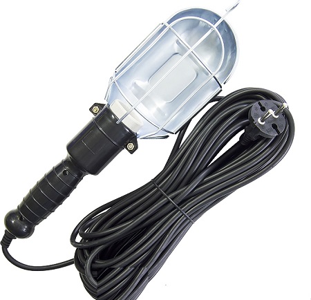 Светильник переносной светодиодный LED с решеткой провод 5м с выключателем 1-50