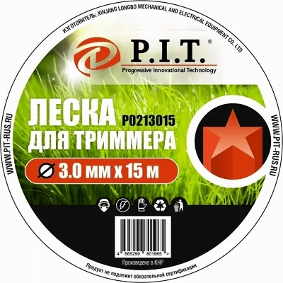 Леска для триммера (3,0мм х 15м. звезда.) картон  P.I.T