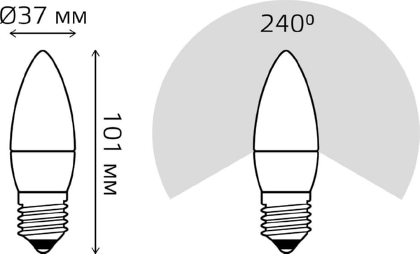 Лампа GAUSS LED Свеча 6,5W 220V E27 2700K 520Lm