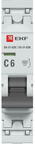 Автоматический выключатель 1P 6А (C) 6кА ВА 47-63N EKF PROxima
