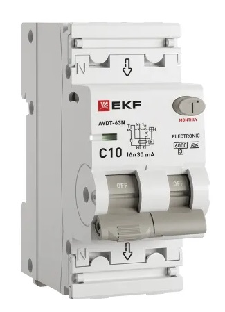 АВДТ-63N C10/1+N 30мА, тип А, 6кА PROXIMA EKF