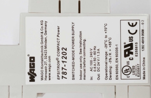 Блок  питания EPSITRON® COMPACT 100-240AC/24DC, 1,3A WAGO (787-1202)