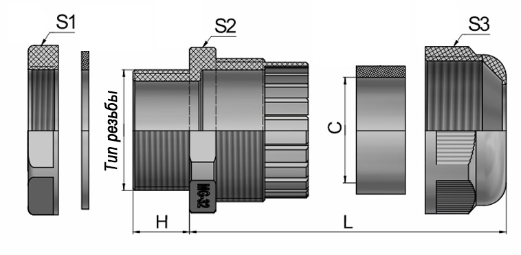 Сальник MG 12 пластик (3-6,5 мм) IP68 серый ГОФРОМАТИК