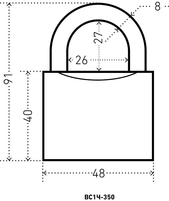 Замок навесной ВС1Ч-350 (d8мм полимер 5кл.) АЛЛЮР