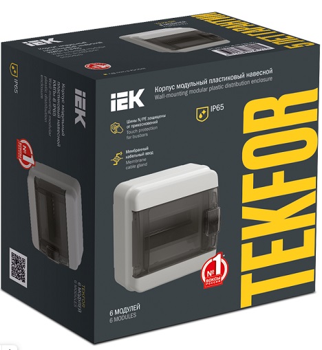 Бокс КМПн-6 IP65 черная прозрачная дверь TEKFOR IEK