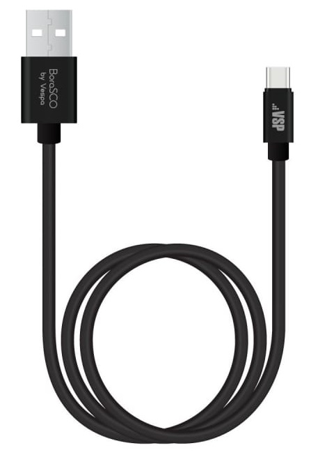 Дата-кабель USB-Type-C, 2А, 1м, черный, Borasco