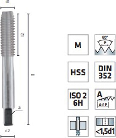 Ручной  метчик с одинарной режущей кромкой HSS, PLW, M 5