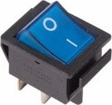Выключатель клавишный 250V 15А (4с) ON-OFF синий  с подсветкой ВЛАГОЗАЩИТА  REXANT