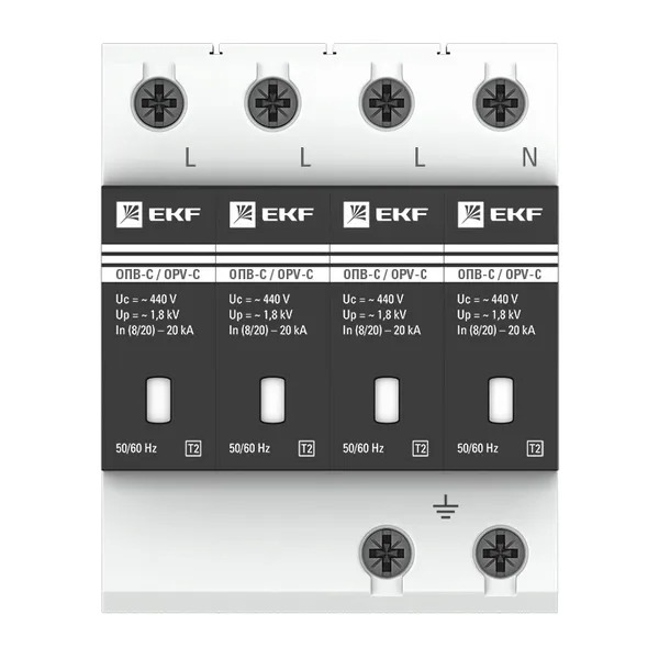 УЗИП (разрядник) ОПВ-C/4P In 20кА 440В с сигн. EKF