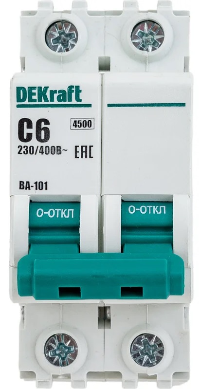 Автоматический выключатель ВА-101 C6/2 4.5кА Dekraft