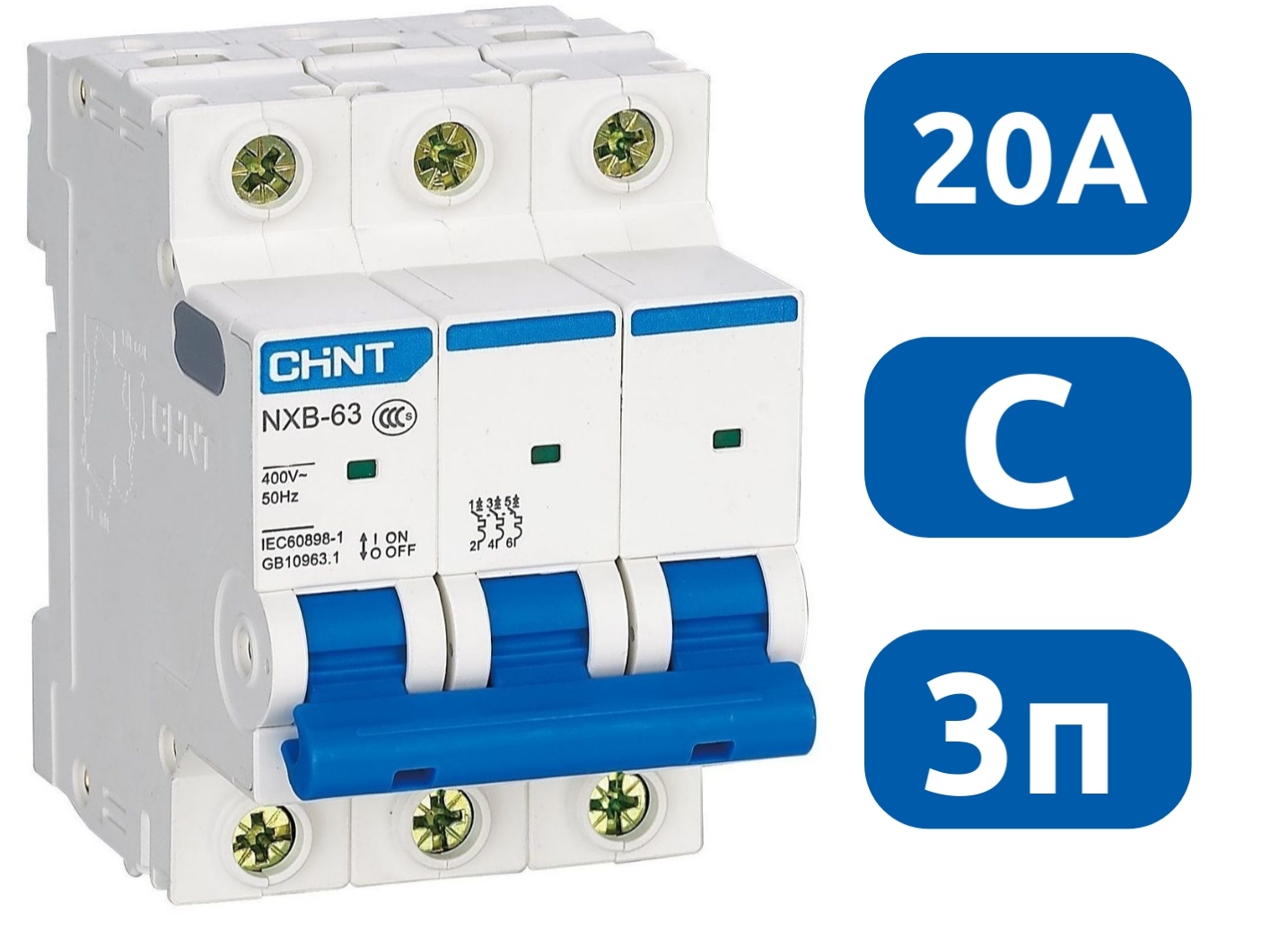 Автоматический выключатель NXB-63S C20/3 4.5кА CHINT
