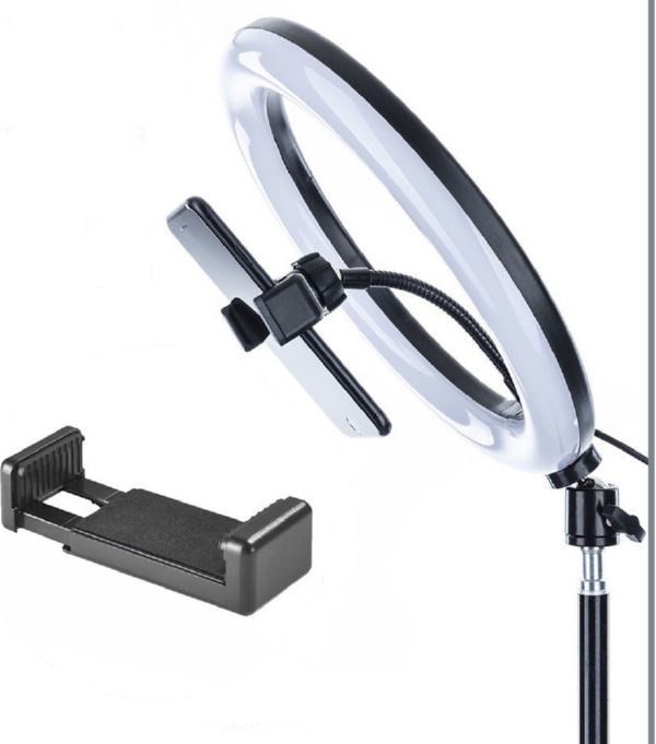 Cветильник Camelion KD-810F C02 LED(кольцев. 10 Вт, подставка для смартфона, напольн.на штативе)