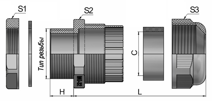 Кабельный ввод М25 (12-15 мм) серый пластик IP68 (Гофроматик)