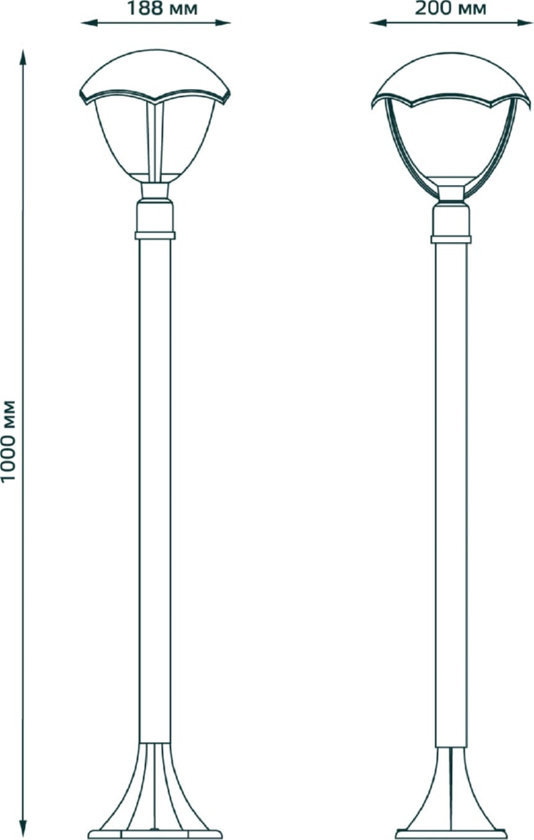 Светильник Gauss Aura столб 200*200*1000mm, 1xE27, Max.60W, IP54