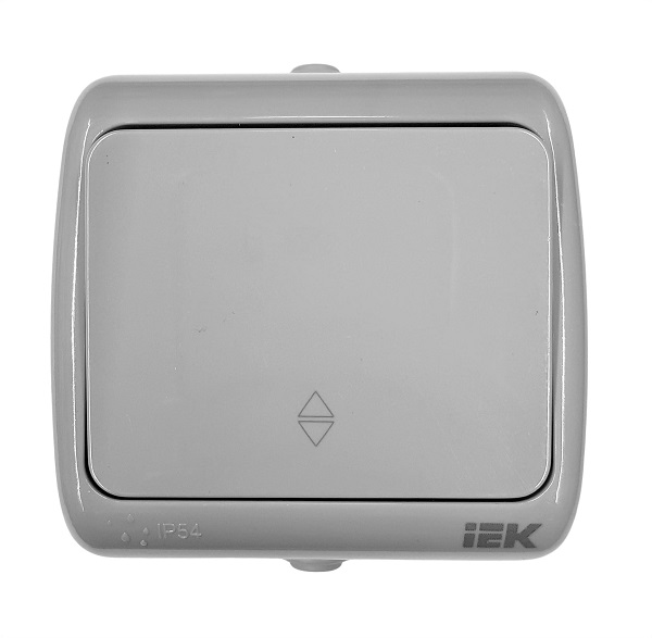 Выключатель ОУ проходной 1-кл. серый IP54 AQUATIC IEK