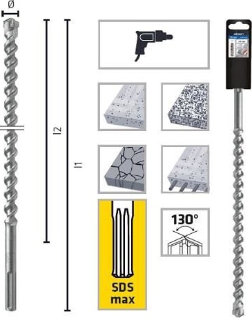 Cверло для каменной кладки SDS-max  PLW, L=540/400, O 16.0