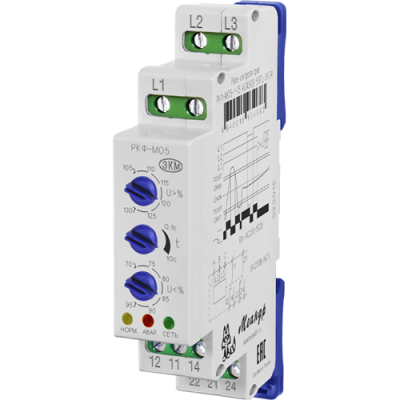 Реле контроля фаз и напряжения РКФ-М05-1-15 AC400В 3Ф Меандр