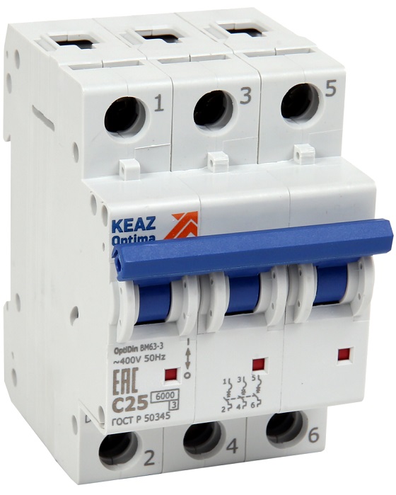 Автоматический выключатель BM63-C16/3 6кА КЭАЗ