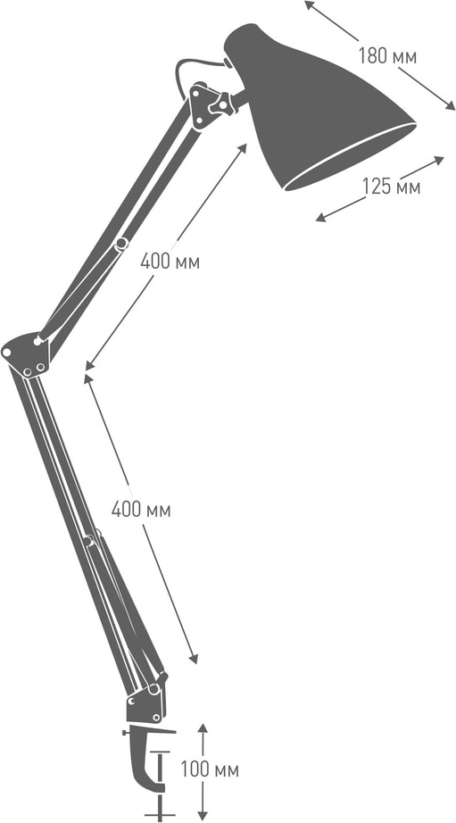 Светильник настольный Camelion KD-335 C09 светло-серый (метал. струбцина, 230V, 40W, E27)