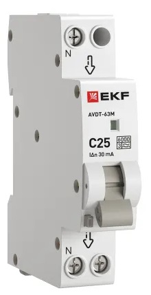 АВДТ-63М C25/1+N 30мА, 1 мод., тип А, 6кА PROXIMA EKF