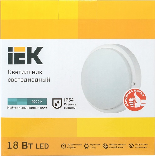 Светильник LED ЖКХ ДПО 4004 18W 1200Lm 4000K IP54 круг IEK