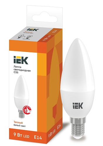Распродажа_Лампа LED свеча LED-C35 eco 9Вт 230В 3000К E14, IEK