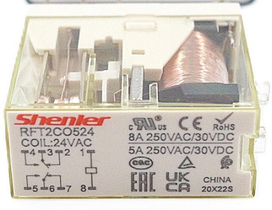 Реле RFT2CO524, 2CO, 8A(250VAC/30VDC), 24VAC Shenler