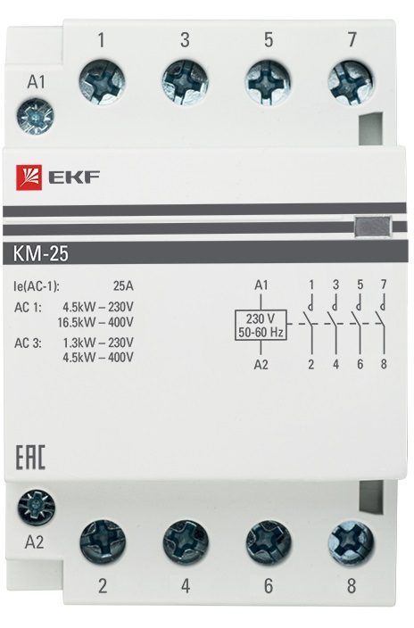 Контактор КМ 25А 220В 4NО (3 мод.) PROxima
