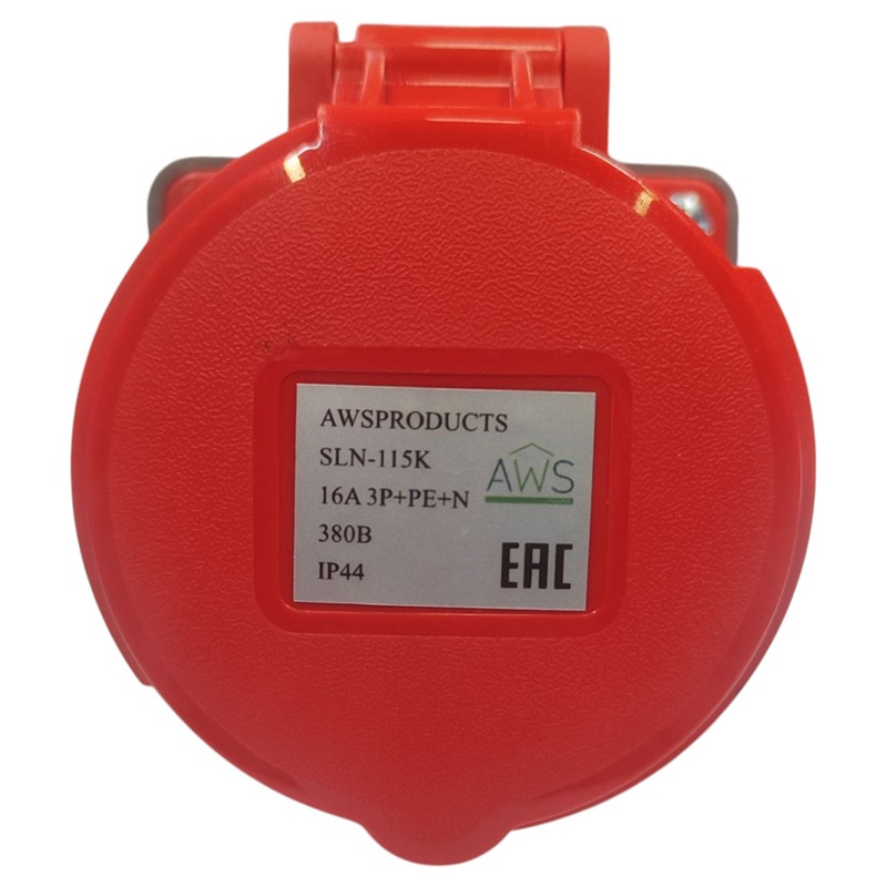 Розетка стационарная 16A 5п (3P+PE+N) SLN-115K IP44, 380В, AWSPRODUCTS