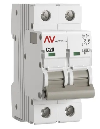 Автоматический выключатель AV-6 C20/2 6кА  AVERES EKF