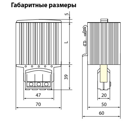 Обогреватель для установки на DIN-рейку 230В 60Вт TDM