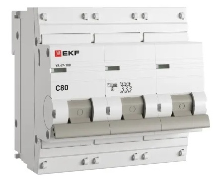 Автоматический выключатель ВА 47-100 C 80/3 10кА Proxima EKF (без НДС)