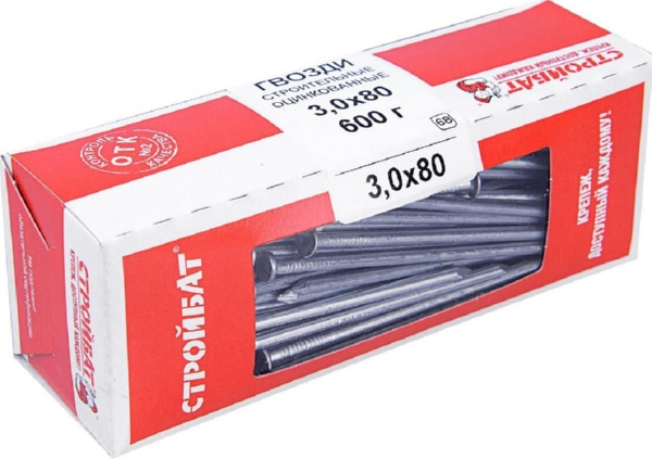 Гвозди 3,0*80 строительные цинк (500 гр.) (Стройбат), уп