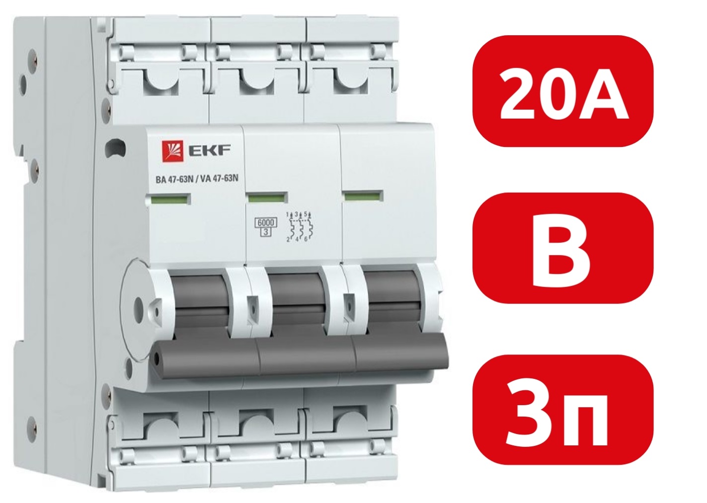 Автоматический выключатель ВА 47-63N B20/3 6кА Proxima EKF